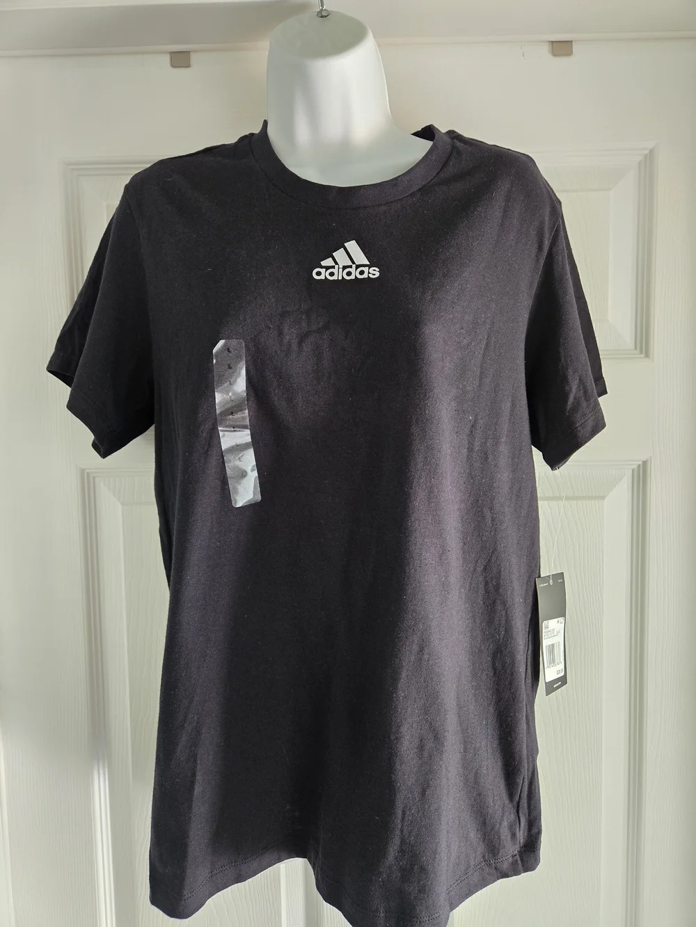 adidas Black Short Sleeve Tee with White Trefoil Logo
